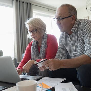 Couple paying credit card bill