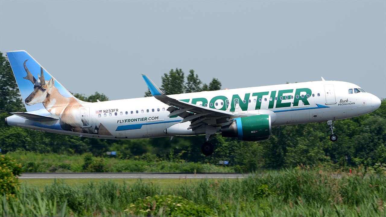 Frontier Airlines plane taking off