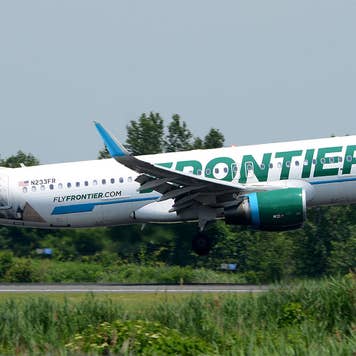 Frontier Airlines plane taking off