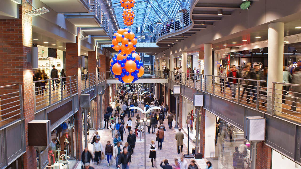 Consumers shopping in a shopping mall