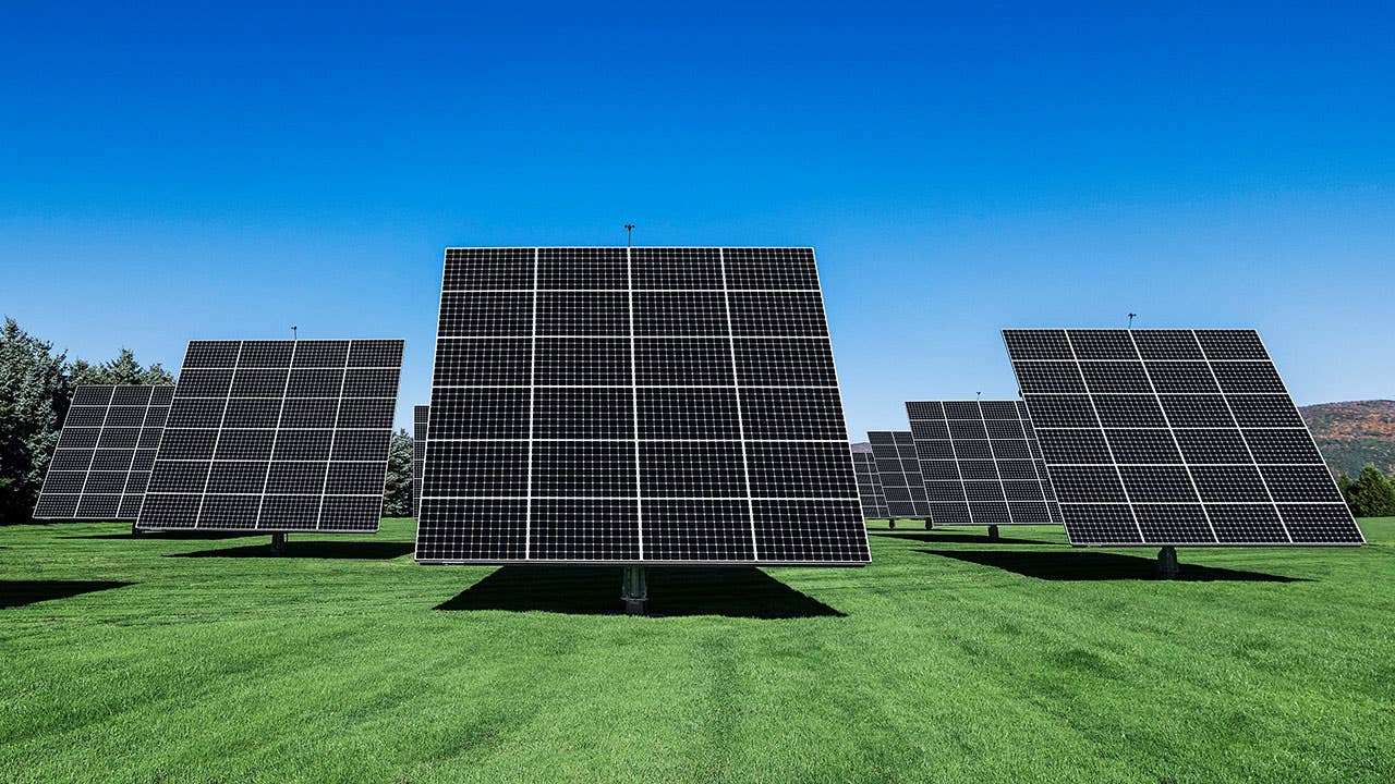 Solar panels in a field