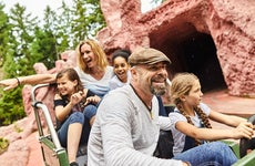 Family on theme park ride