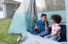 Kids camping in backyard
