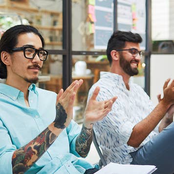 Millennial men in an office