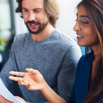 Young couple looking at paperwork together