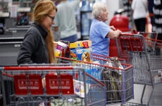 Shoppers checking out at Costco