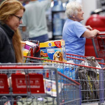 Shoppers checking out at Costco