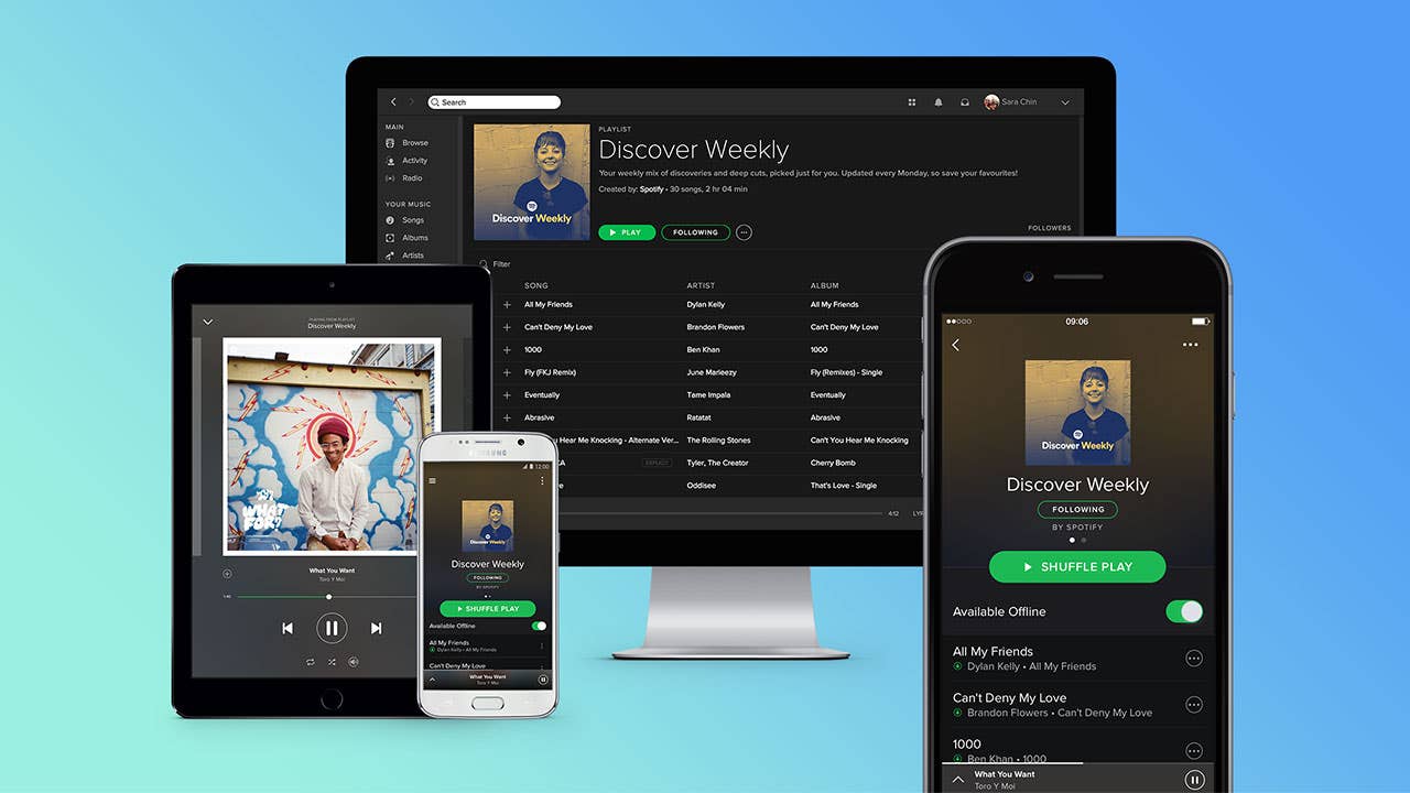 Spotify app on desktops and tablets