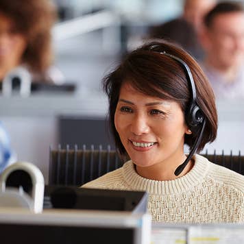 Woman in call center