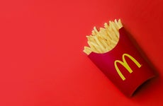 McDonald's fries on a red background