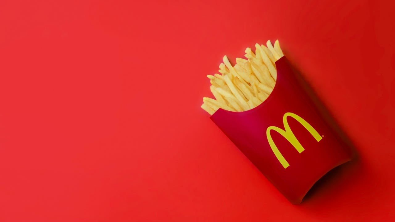 McDonald's fries on a red background
