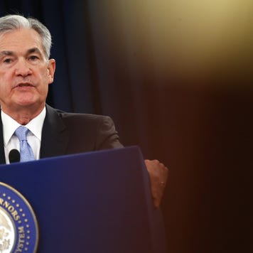 Federal Reserve Chairman Jerome Powell speaks to journalists at a news conference following the Fed's June 19 interest rate decision.