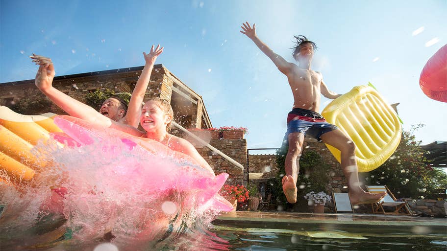 Family fun in a swimming pool