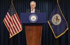 Fed Chairman Jerome Powell speaks to journalists at a June 19 press conference