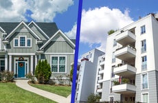 A side-by-side comparison of a condo and a house.