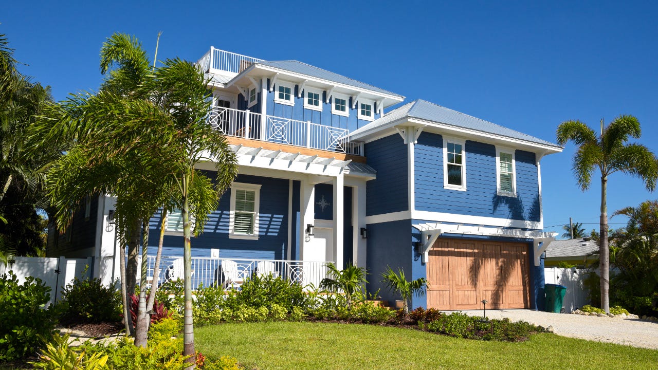 A sunny, two-story Florida beach home