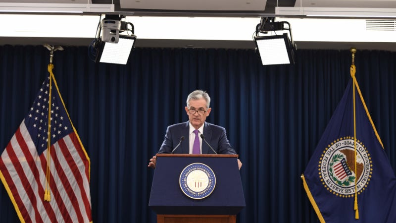 Federal Reserve Chairman Jerome Powell hosts news conference following interest-rate decision.