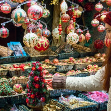 A woman shopping during the holiday season.