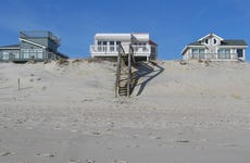 Beachfront wooden houses in Surf City, New Jersey, USA