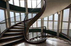 A long spiral staircase.