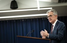 Federal Reserve Chairman Jerome Powell speaks at Fed's press conference.