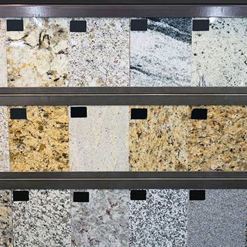 Granite samples in a store