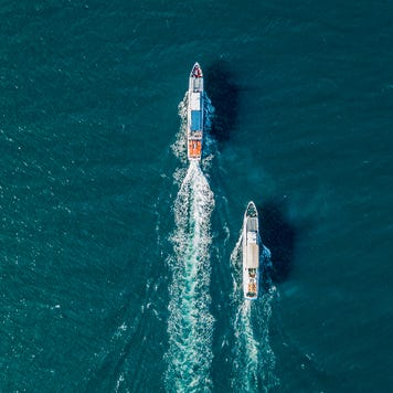 Two ships on the open sea