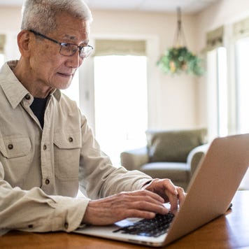 Man looking at credit card options online