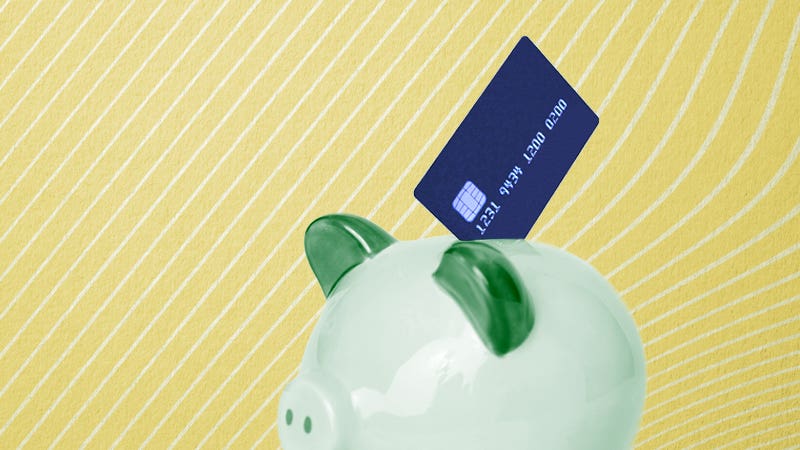 An illustration of a piggy bank and credit card.