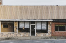 Vacant stores stand in Wickliffe, Kentucky