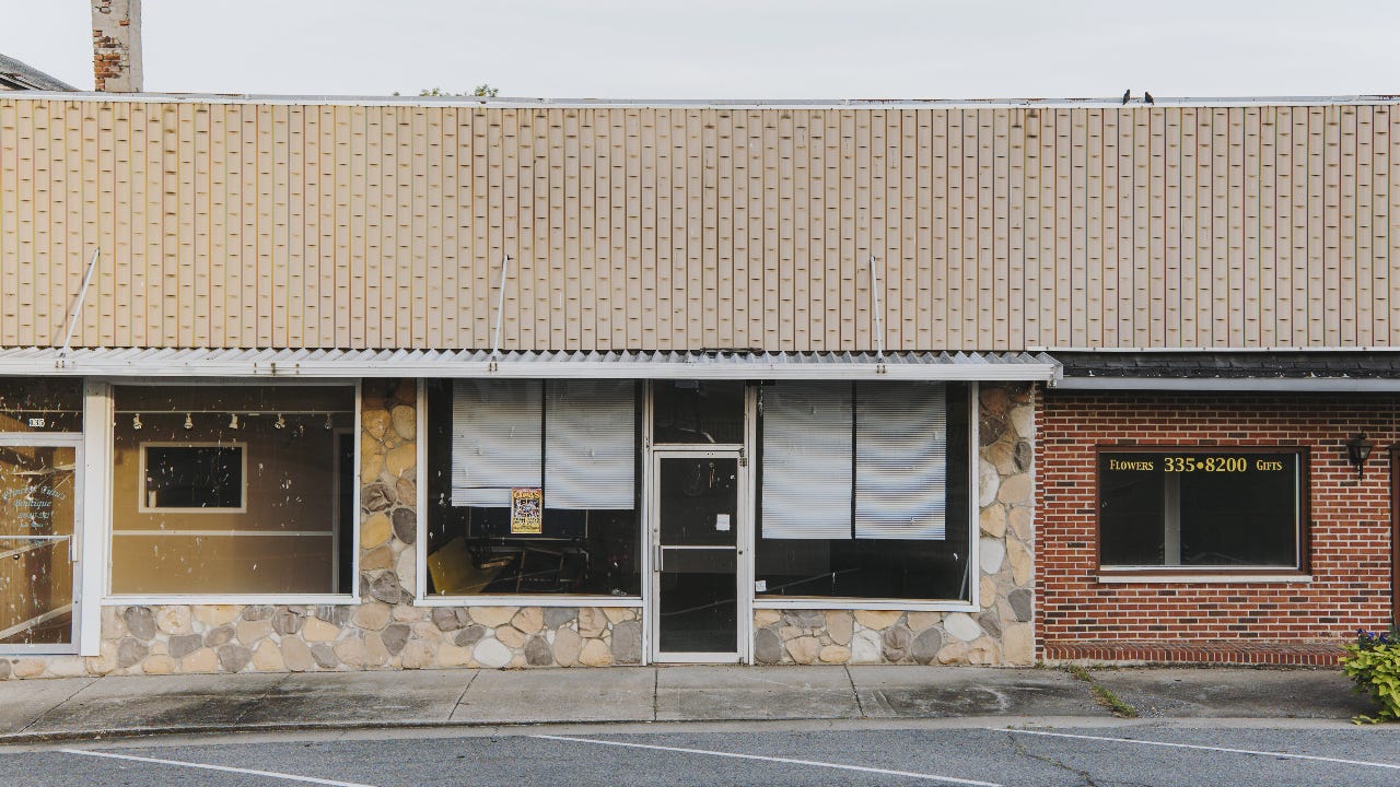 Vacant stores stand in Wickliffe, Kentucky
