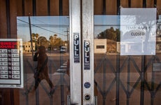 A framing art gallery is closed in Venice Beach, California, during the coronavirus pandemic.