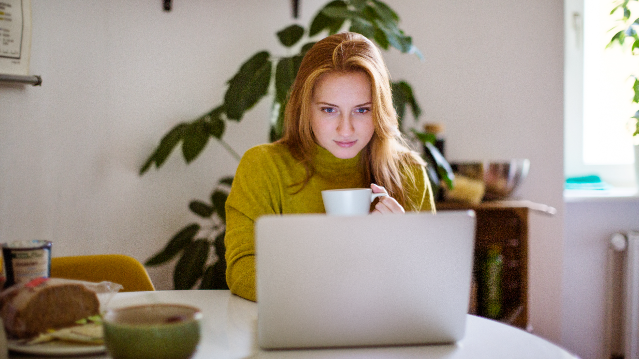 young lady on her computer