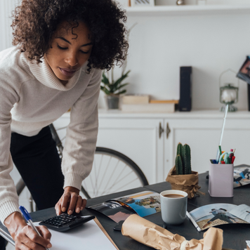 woman using a calculator