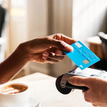 Person using credit card