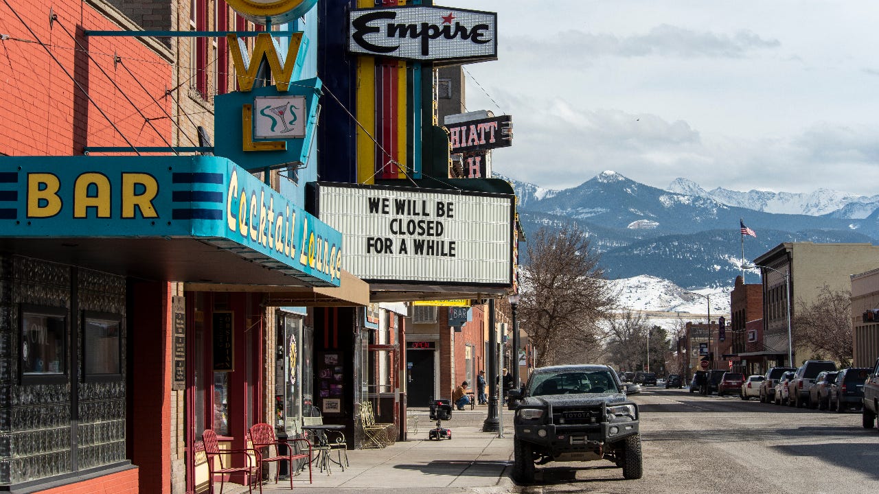 A usually busy Main Street in Livingston , Montana