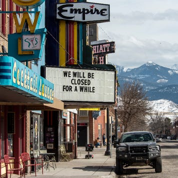 A usually busy Main Street in Livingston , Montana