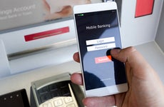 A mobile banking app used at the ATM.