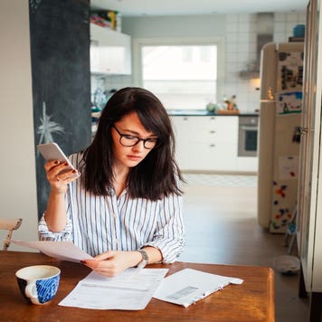 A woman considers her mortgage options.