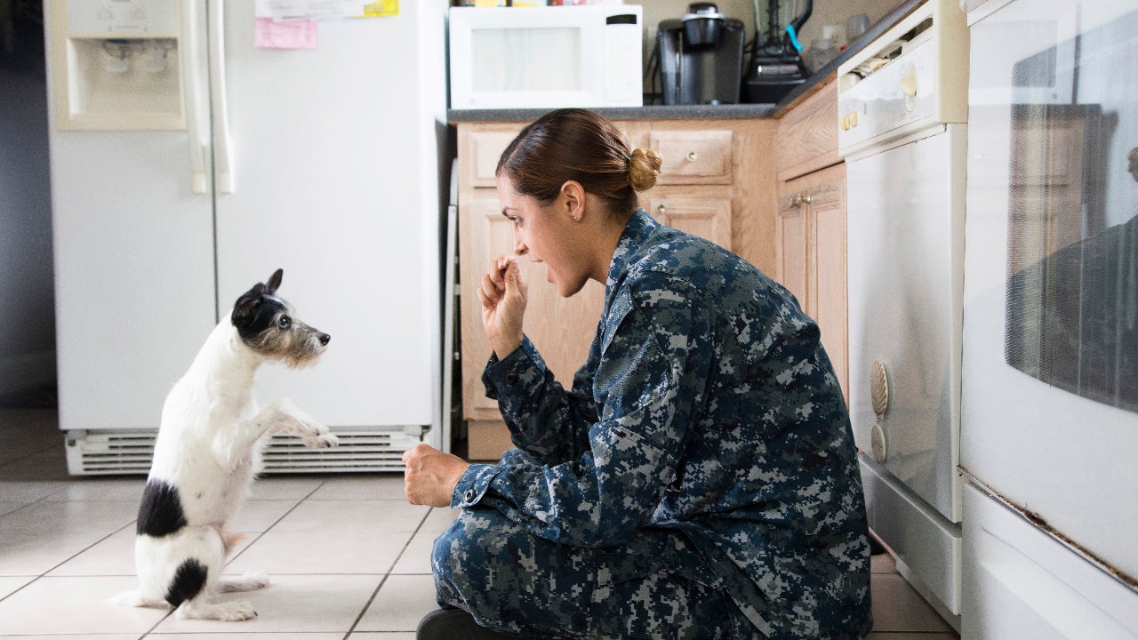 Young woman serving in military comes home at the end of each day