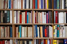 Various books on shelves