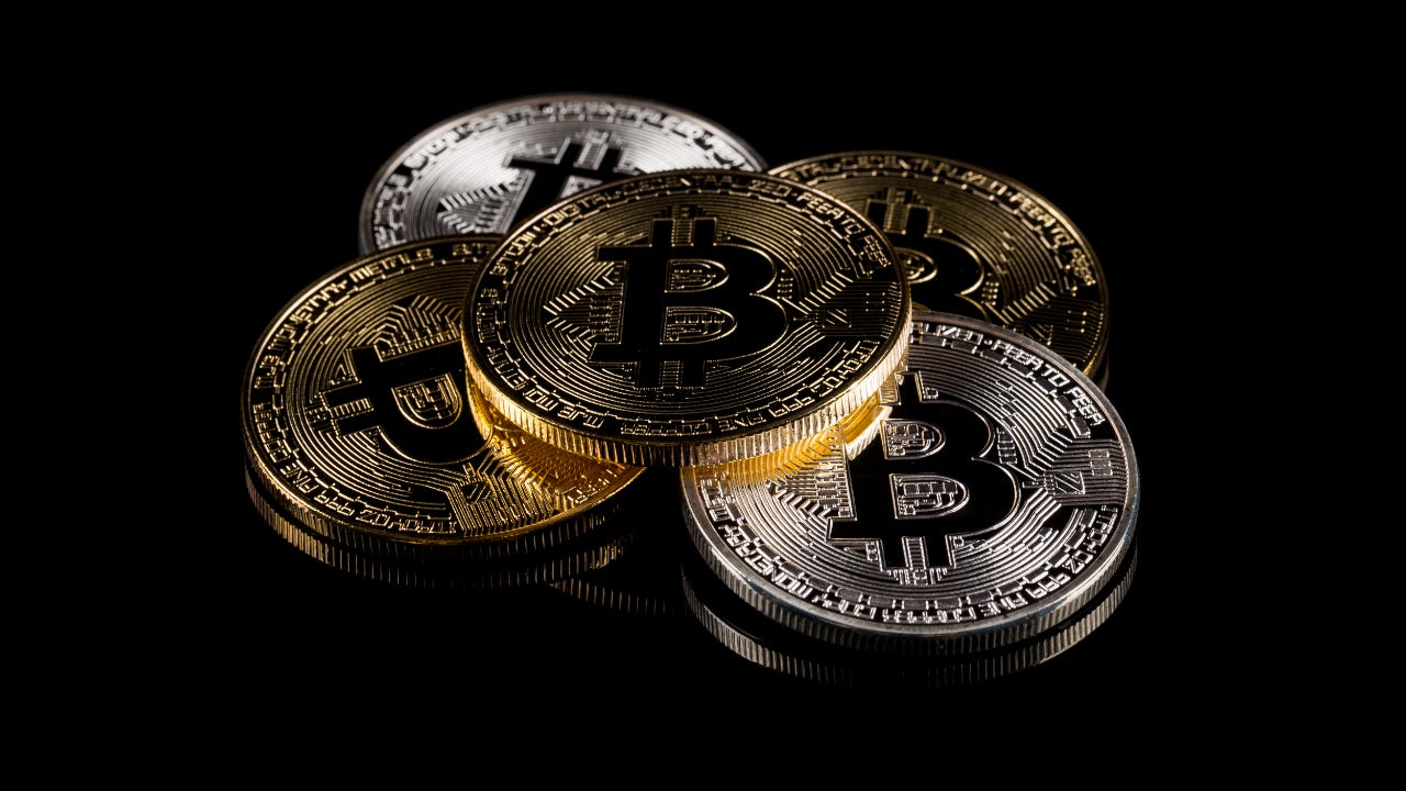 An artist's rendering of bitcoin