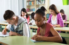 High school students working on a test