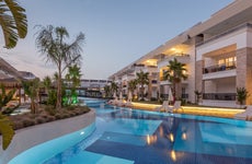 Luxury hotel pool at evening