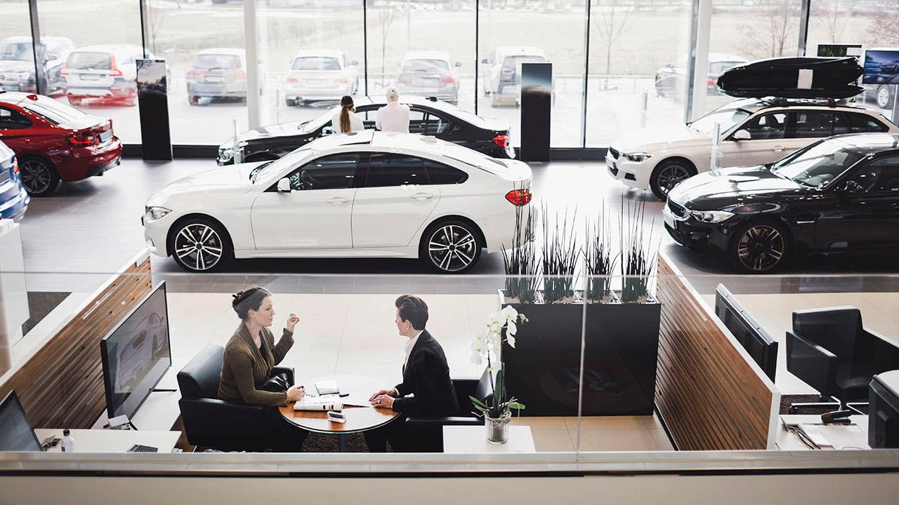 view of a car dealership showroom