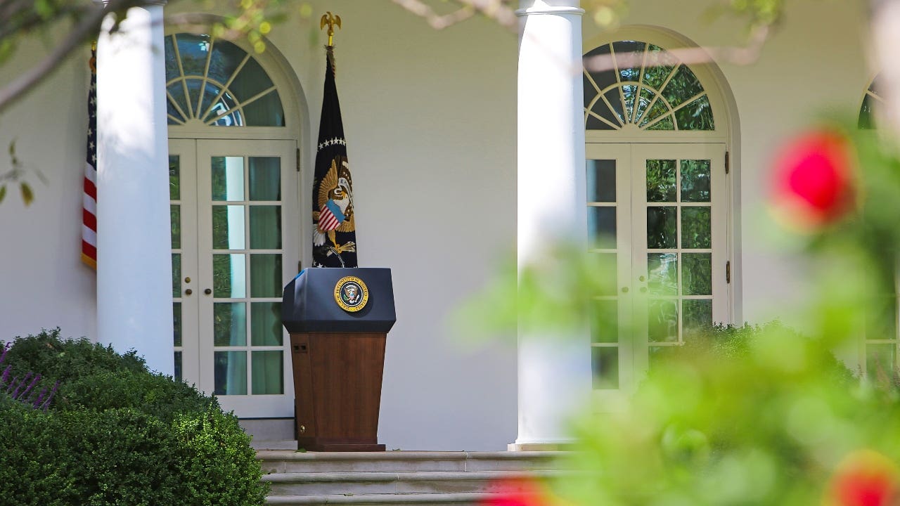 White House podium outdoors