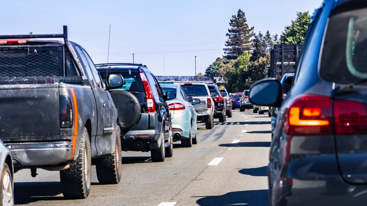 Heavy traffic on a freeway