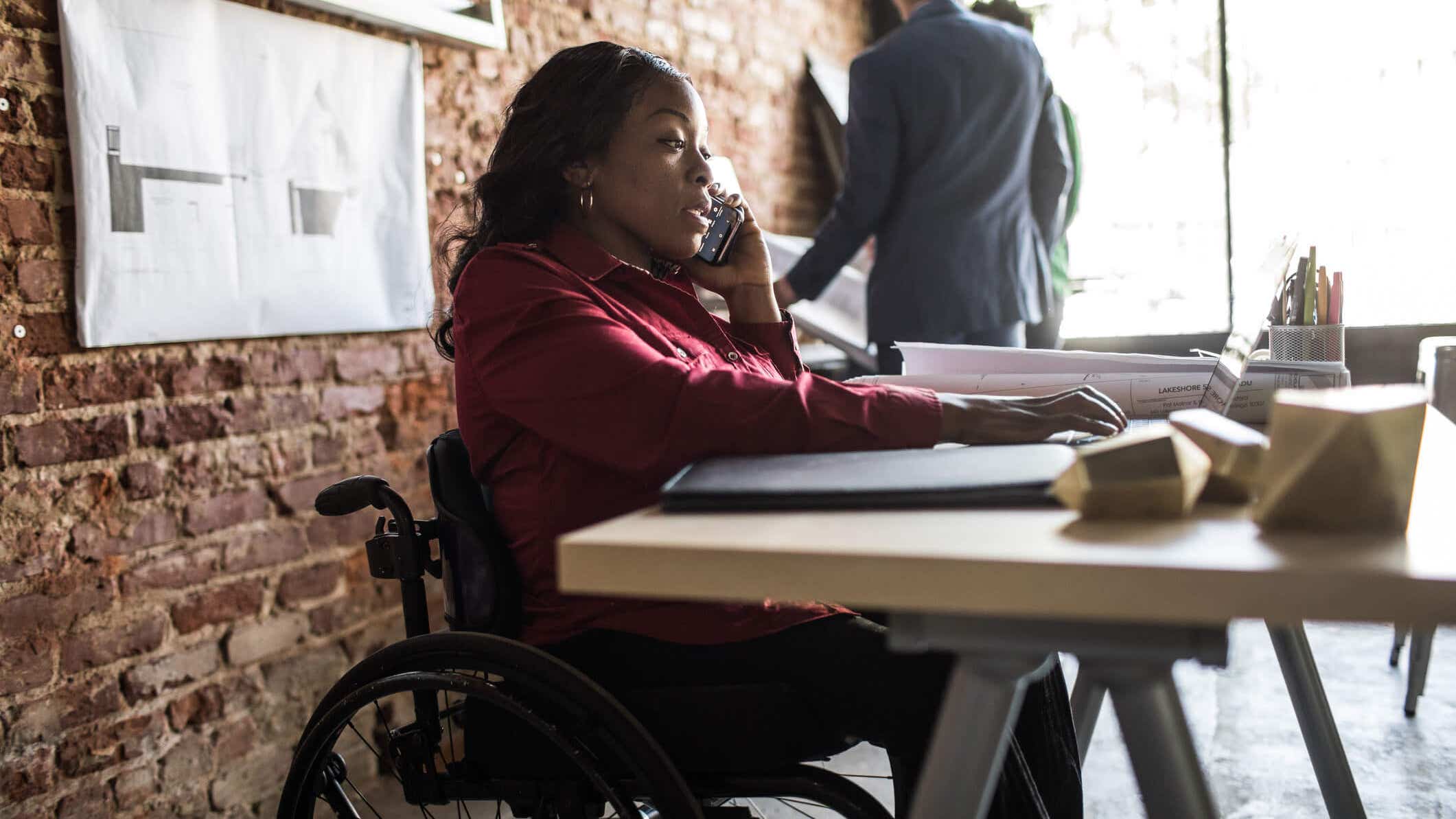 Businesswoman in wheelchair