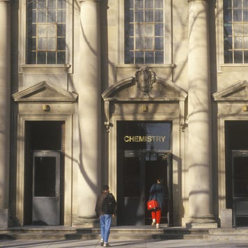 Students walk on college campus