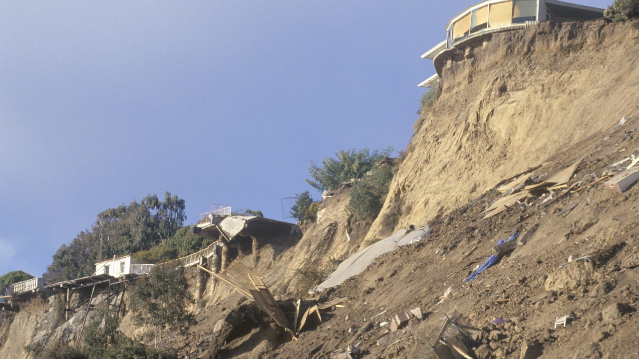A home in Pacific Palisades, damaged in an earthquake